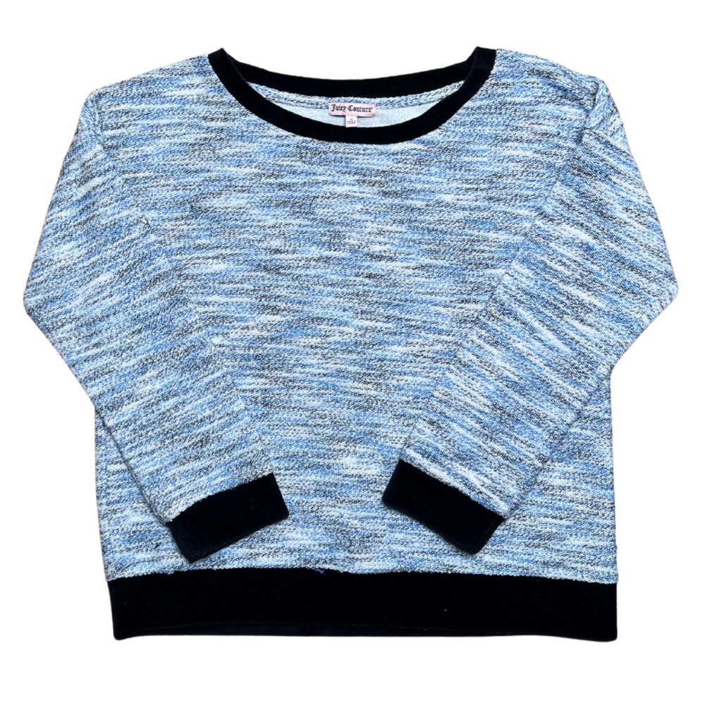 Juicy Couture Cropped Sweatshirt Small Velour Trim Y2K 2000s Relaxed Sporty Top